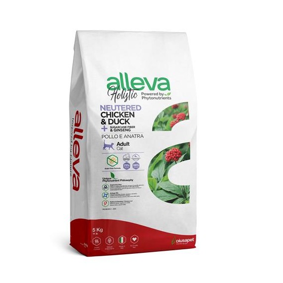 Alleva HOLISTIC cat neutered chicken & duck & sugarcane fiber & gingseng 5 kg
